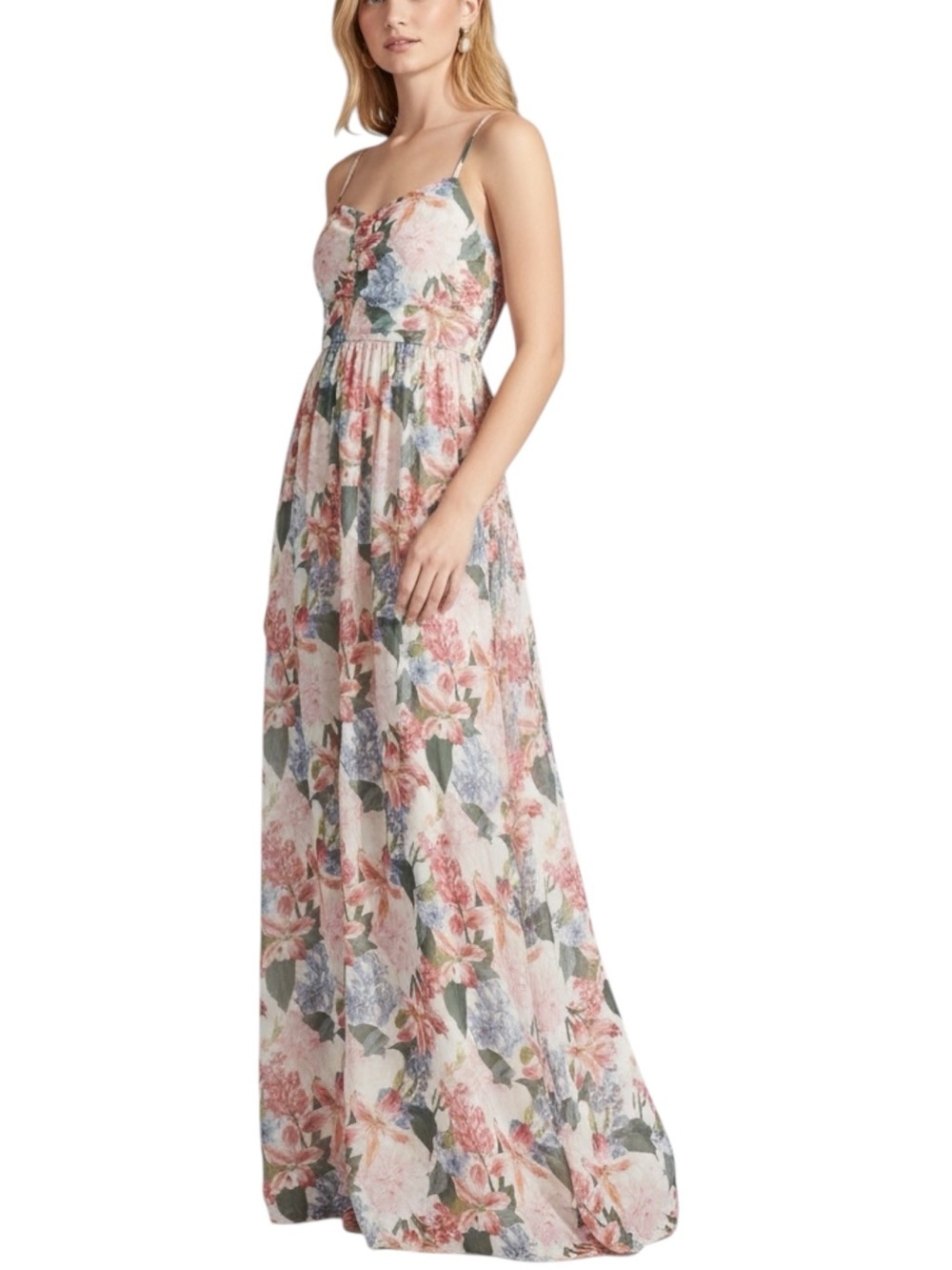 NWT SACHIN + BABI Sienna Floral Chiffon Sweetheart Neckline Gown Size 8